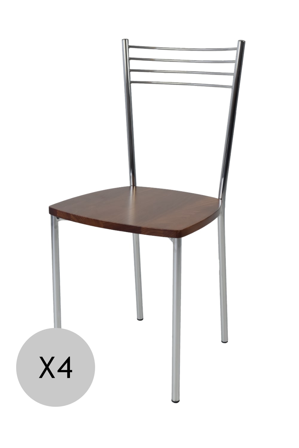 Wohnli Möbelsuche - 4er Set Stühle aus Stahl mit Holzsitz