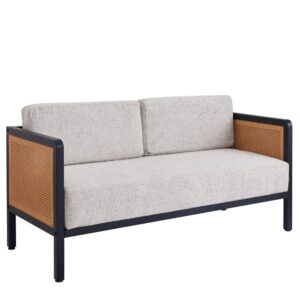 Wohnli Möbelsuche - Sofa aus Rattan und Stoff Grau