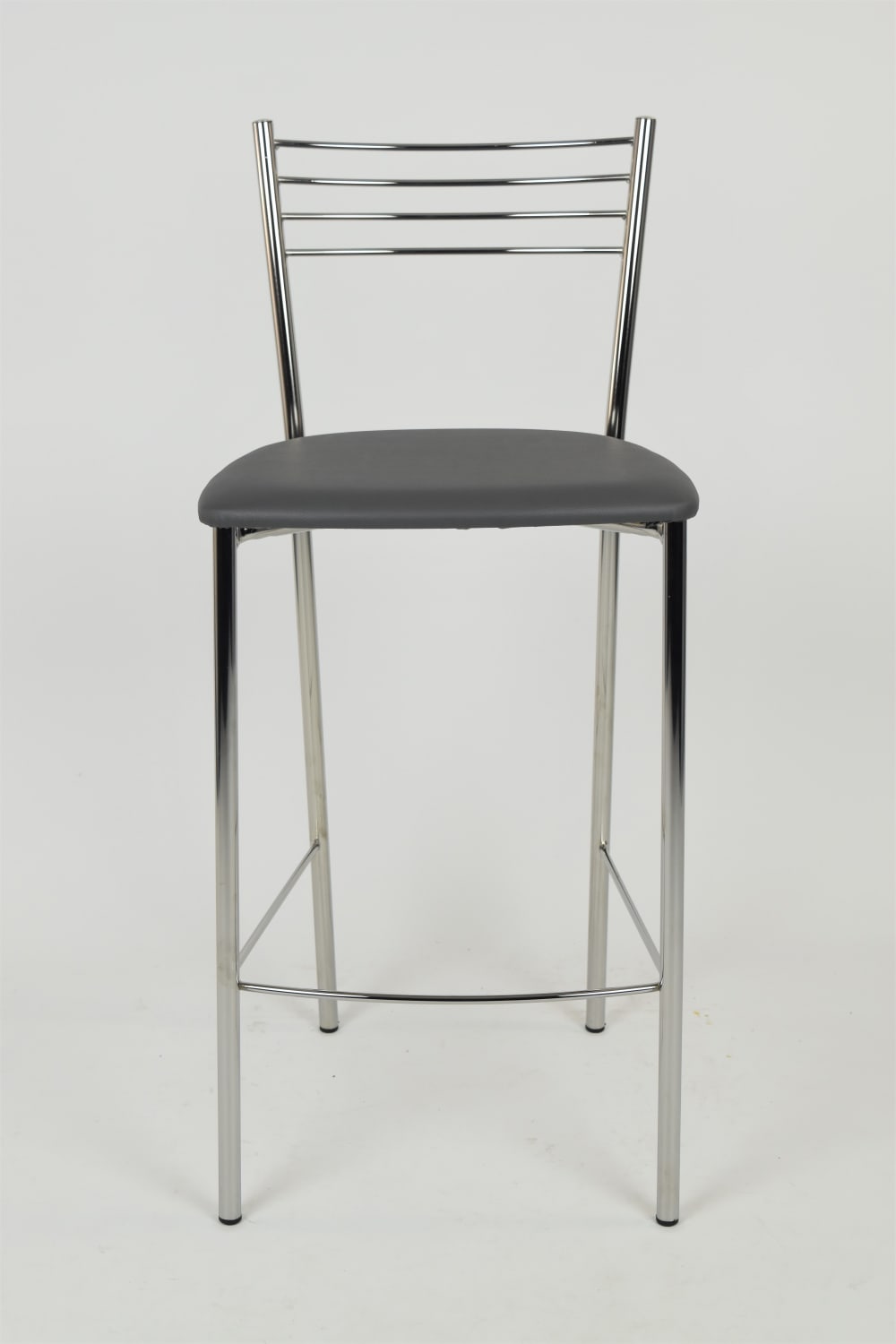 4er Set Barhocker aus Stahl mit Kunstleder-Sitz, verchromt/Dunkelgrau 45x93x42cm PVC - Polyvinlychlorid Grau T M C S Möbel Esszimmermöbel Barhocker