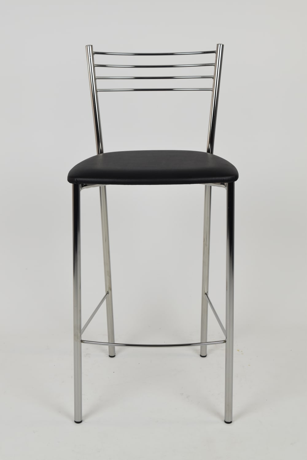 4er Set Barhocker aus Stahl mit Kunstleder-Sitz, verchromt und Schwarz 45x93x42cm PVC - Polyvinlychlorid Schwarz T M C S Möbel Esszimmermöbel Barhocker