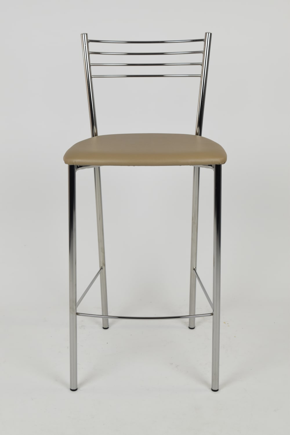4er Set Barhocker aus Stahl mit Kunstleder-Sitz, verchromt und Braun 45x93x42cm PVC - Polyvinlychlorid Beige T M C S Möbel Esszimmermöbel Barhocker