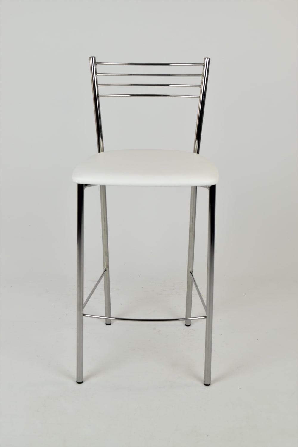 4er Set Barhocker aus Stahl mit Kunstleder-Sitz, verchromt und Weiß 45x93x42cm PVC - Polyvinlychlorid Weiß T M C S Möbel Esszimmermöbel Barhocker