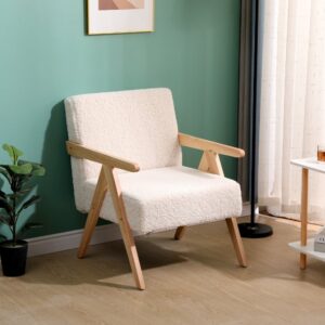 wohnli-moebel-suche-M23171752-1 Polstersessel aus Massivholz und Wolle Weiß 60x80x64cm Holz Weiß Nordlys Sofas und Sessel Sessel, Poufs und Fußbänke Sessel