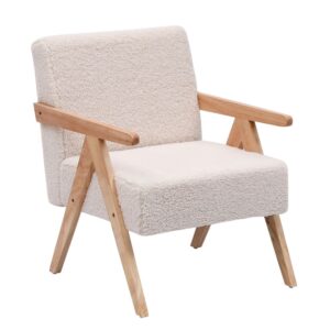 Wohnli Möbelsuche - Polstersessel aus Massivholz und Wolle Weiß