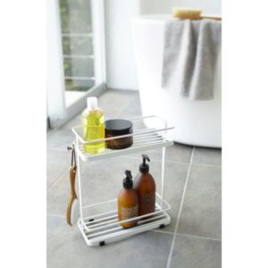 wohnli-moebel-suche-M23171860-1 Badezimmerregal aus Metall mit 2 Ebenen - Weiß 28x34x12cm Metall Weiß Yamazaki Möbel Küchenmöbel Kücheninseln & Servierwägen