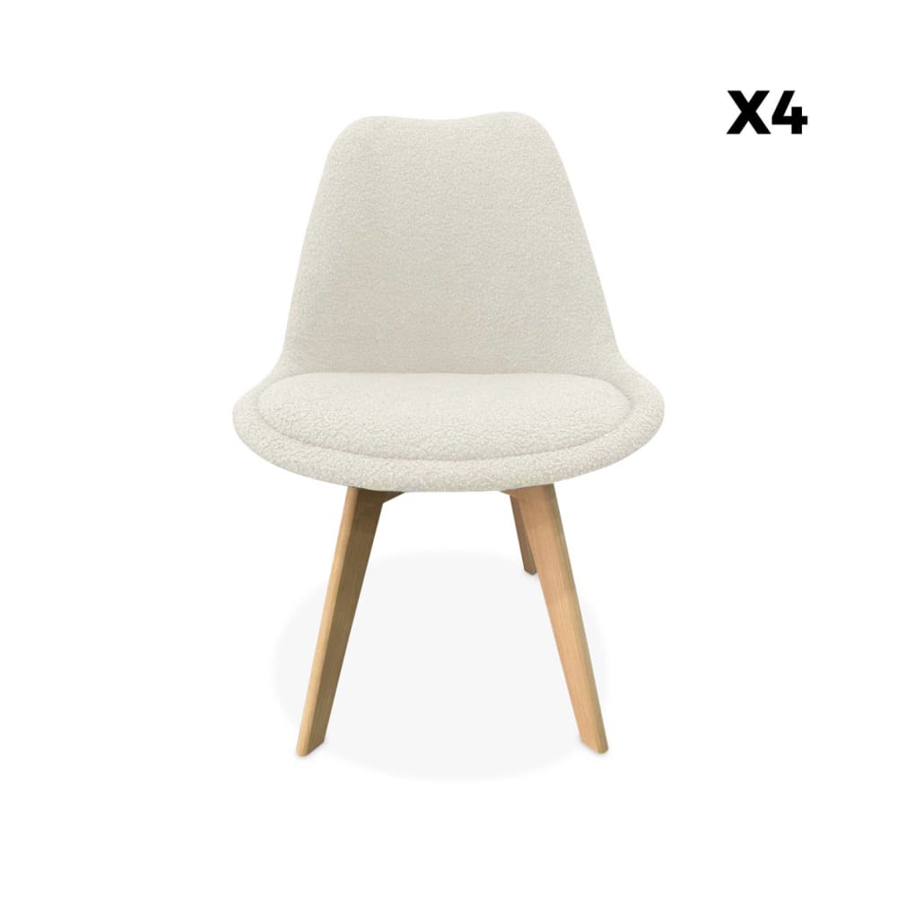 wohnli-moebel-suche-M23173915 Wohnli Möbelsuche - 4er-Set Stühle mit weißem Bouclé-Bezug