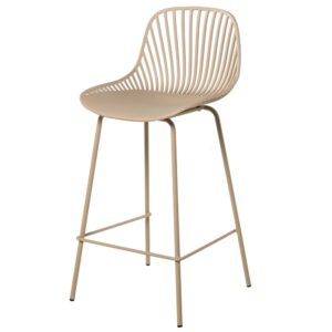 Wohnli Möbelsuche - Küchenhocker aus Polypropylen mit Metallbeinen in Beige.