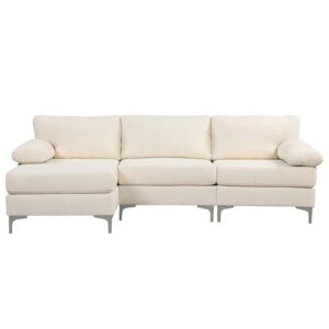 Wohnli Möbelsuche - Ecksofa links 4-5 Plätze in beigem Samt