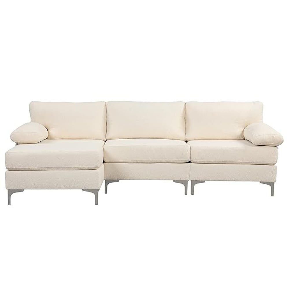 wohnli-moebel-suche-M23175402 Wohnli Möbelsuche - Ecksofa links 4-5 Plätze in beigem Samt