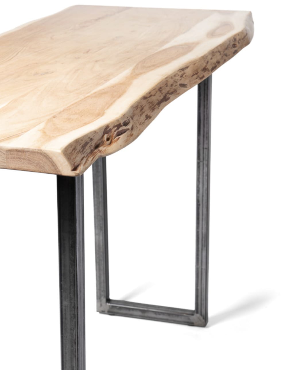 Stehtisch Akazienholz und gebürstetes Metall 140x95x65cm Holz Beige Mathi Design Möbel Esszimmermöbel Esstische