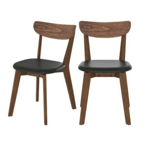 wohnli-moebel-suche-M23177092 Wohnli Möbelsuche - Set aus 2 Stühlen aus schwarzem Kunstleder und Eschenholz