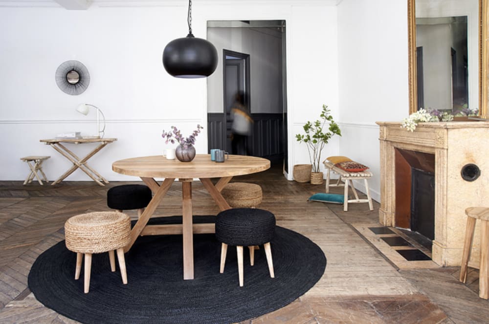 Runder Esstisch aus massivem Teakholz D 130 0x76x0cm Holz Braun Mathi Design Möbel Esszimmermöbel Esstische