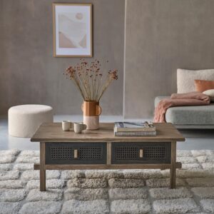 Couchtisch aus recyceltem massivem Holz 110 cm 110x40x110cm Holz Grau BERAH GETAH Möbel Wohnzimmermöbel Couchtische