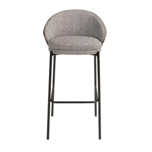 wohnli-moebel-suche-M24001549-1 Hocker aus grauem Stoff und Nussbaumholz 51x98x53cm Stoff Grau Angel Cerda Möbel Wohnzimmermöbel Hocker