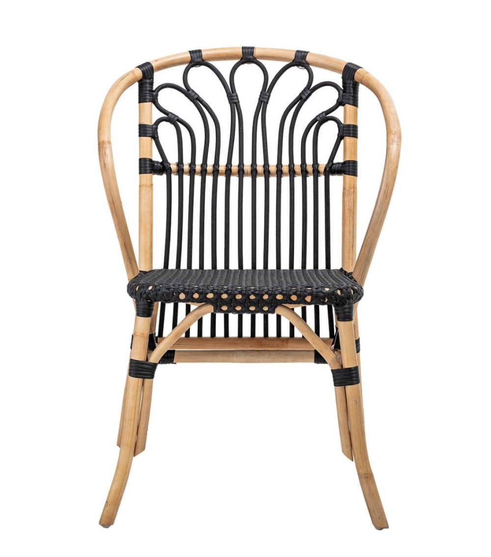 wohnli-moebel-suche-M24001618 Wohnli Möbelsuche - Rattansessel mit schwarzem Kunstleder im Bohème-Stil