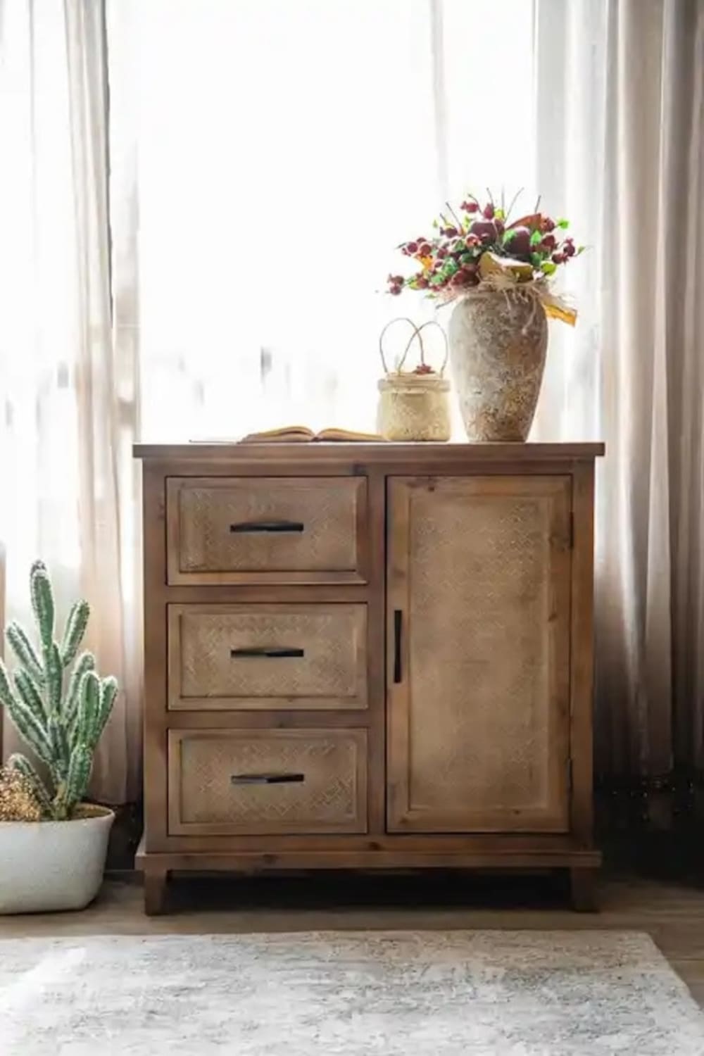 Rangement en bois brun H 81 0x81x80cm Holz Braun Mathi Design Möbel Esszimmermöbel Sideboards, Highboards & niedrige Anrichten