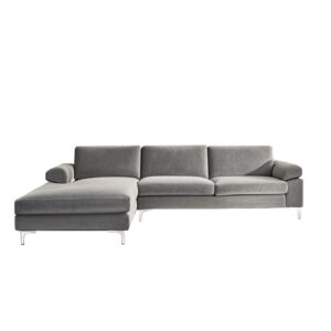 wohnli-moebel-suche-M24001626 Wohnli Möbelsuche - Sofa-Ecke links 4-5 Plätze in grauem Samt