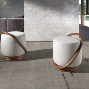 wohnli-moebel-suche-M24002180-1 Puff aus weißem Stoff 47x54x52cm Stoff Weiß Angel Cerda Sofas und Sessel Sessel, Poufs und Fußbänke Sitzsäcke
