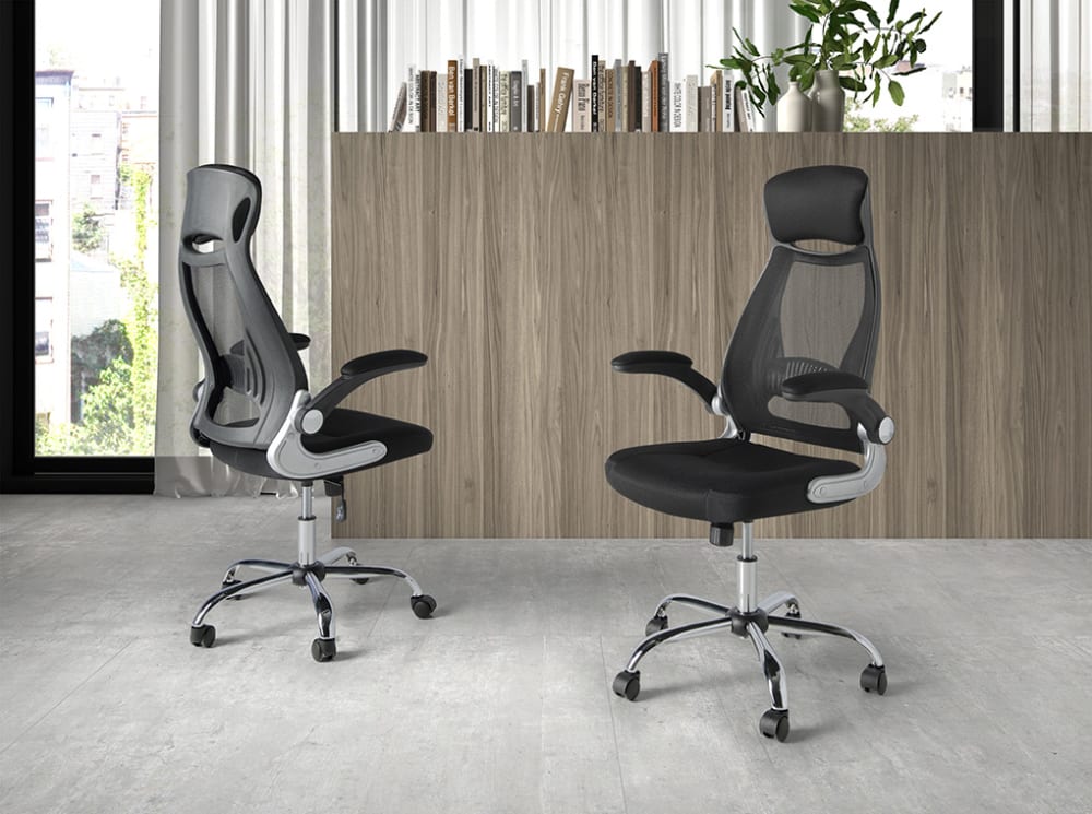 Bürodrehstuhl aus schwarzem Stoff 62x117x66cm Stoff Schwarz Angel Cerda Möbel Büromöbel Bürostühle