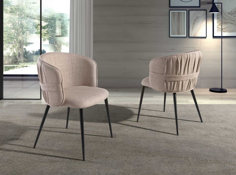 wohnli-moebel-suche-M24002194-1 Stuhl aus braunem Stoff 58x77x58cm Stoff Braun Angel Cerda Möbel Esszimmermöbel Stühle