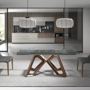 wohnli-moebel-suche-M24002229-1 Ausziehbarer Esstisch Rechteckig gehärtetes Glas 90x76x160cm Glas Braun Angel Cerda Möbel Esszimmermöbel Esstische