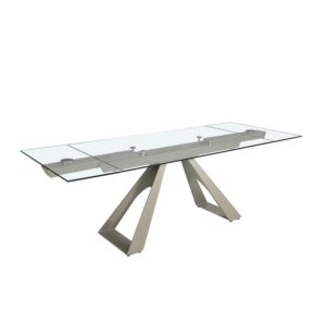 Ausziehbarer Esstisch Rechteckig gehärtetes Glas 100x76x160cm Glas Taupe Angel Cerda Möbel Esszimmermöbel Esstische
