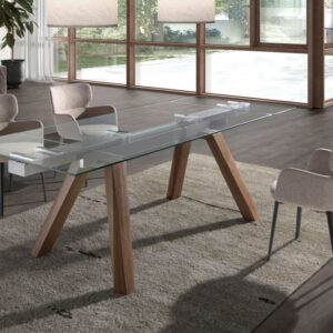 wohnli-moebel-suche-M24002233-1 Ausziehbarer Esstisch Rechteckig gehärtetes Glas 90x76x160cm Glas Braun Angel Cerda Möbel Esszimmermöbel Esstische