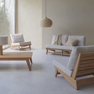 2-Sitzer-Bank aus massivem Teakholz 139x69x90cm Holz Weiß Tikamoon Möbel Esszimmermöbel Sitzbank und Holzbank