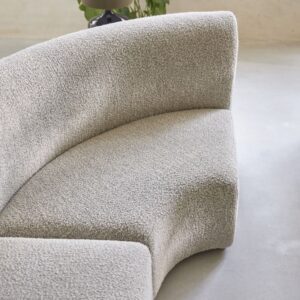 Modularer Ecksessel aus massivem Akazienholz mit grauem Stoffbezug 159x79x93cm Stoff Grau Tikamoon Sofas und Sessel Sessel, Poufs und Fußbänke Sessel