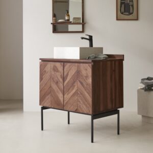 80x88x57cm Holz Braun Tikamoon Möbel Badezimmermöbel Badezimmerschränke