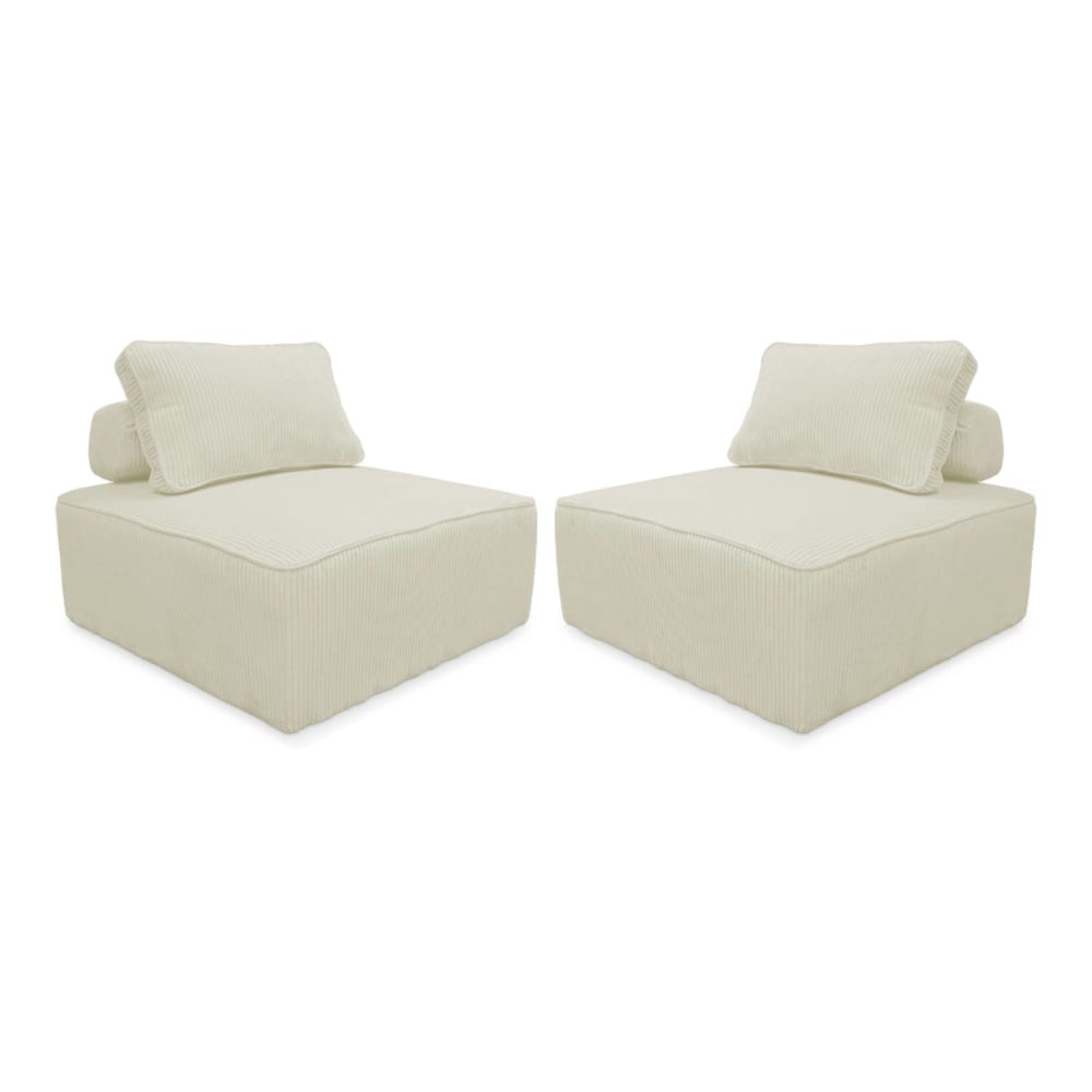 Wohnli Möbelsuche - 2er Set Sessel ohne Armlehne mit cremefarbenem Cordbezug