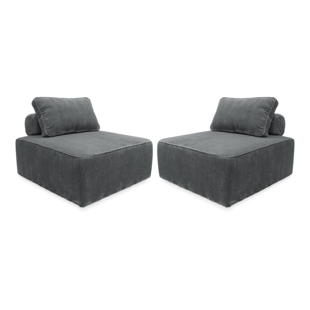 Wohnli Möbelsuche - 2er Set Sessel ohne Armlehne mit grauem Cordbezug