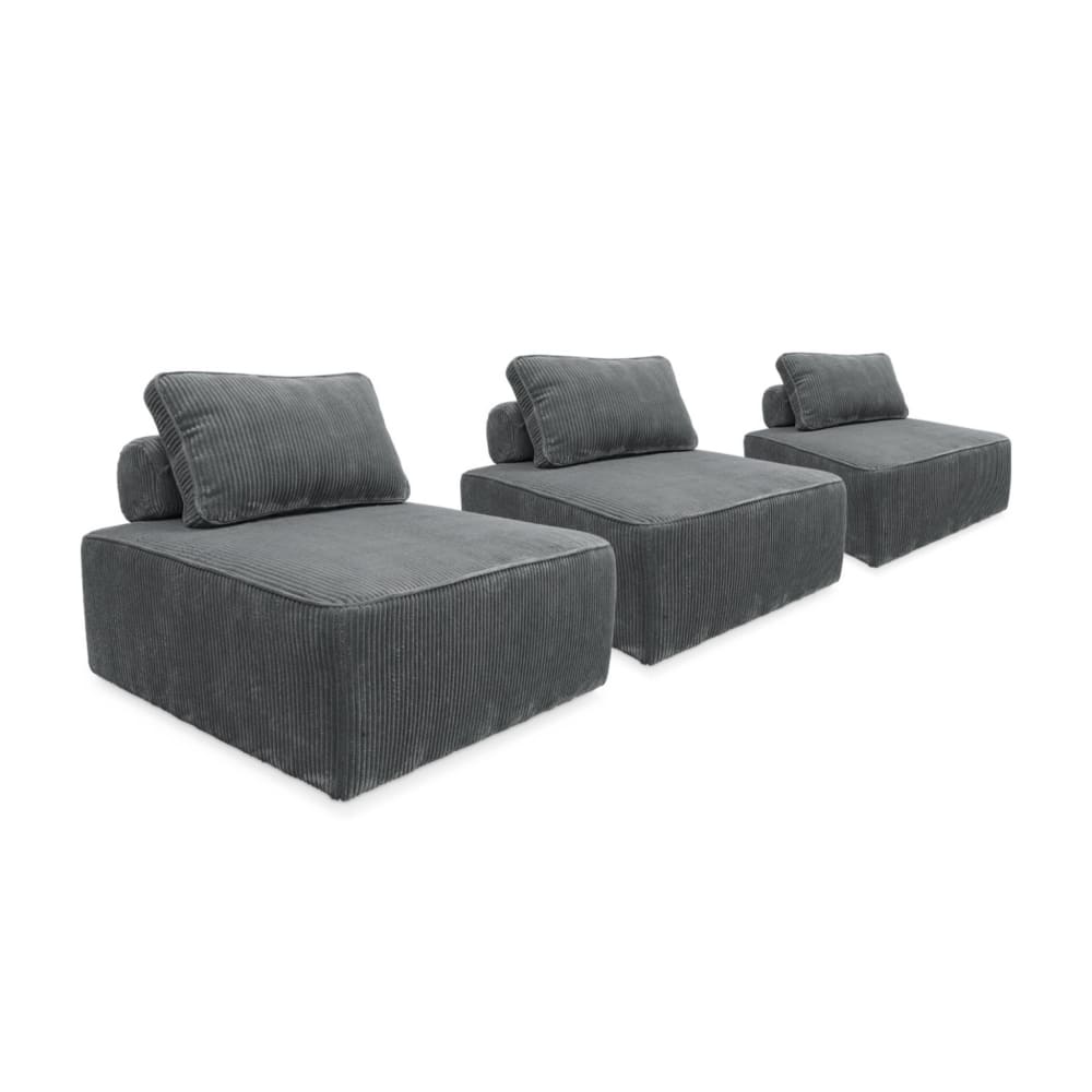 wohnli-moebel-suche-M24003367 Wohnli Möbelsuche - 3er Set Sessel ohne Armlehne mit grauem Cordbezug