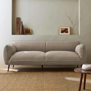 3-Sitzer-Sofa mit Stoffbezug in beige und schwarzen Metallfüßen 205x76x82cm Stoff Beige sweeek Sofas und Sessel Sofas 2-Sitzer-Sofas & 3-Sitzer-Sofas