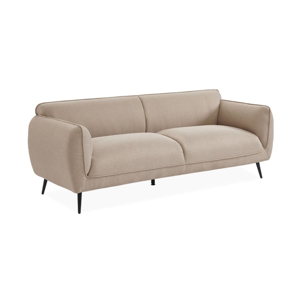 Wohnli Möbelsuche - 3-Sitzer-Sofa mit Stoffbezug in beige und schwarzen Metallfüßen