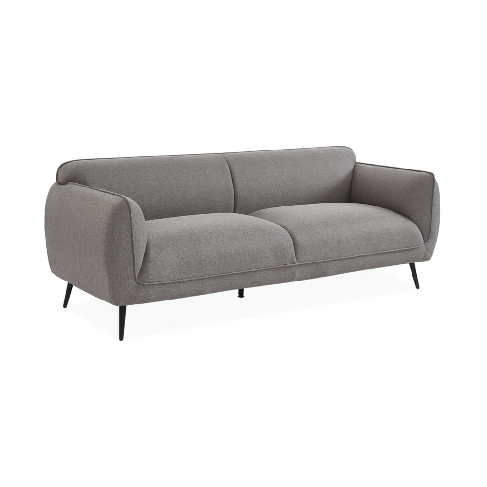 Wohnli Möbelsuche - 3-Sitzer-Sofa mit hellgrauem Stoffbezug und schwarzen Metallfüßen