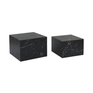 Wohnli Möbelsuche - 2er Set Couchtische mit Marmoreffekt in schwarz