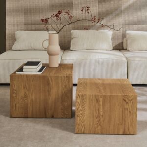 wohnli-moebel-suche-M24003470-1 2er-Set quadratische Couchtische 58x40x58cm Spanplatte Beige sweeek Möbel Wohnzimmermöbel Couchtische