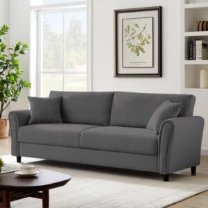 Sofa aus dunkelgrauem Stoff mit 4 Sitzplätzen 212x87x78cm Holz Grau Concept Usine Sofas und Sessel Sofas 2-Sitzer-Sofas & 3-Sitzer-Sofas