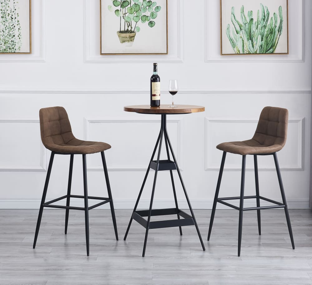 Barhocker (2er Set) aus Metall und Kunstleder Braun 47x102x47cm Stoff Braun Nordlys Möbel Esszimmermöbel Barhocker