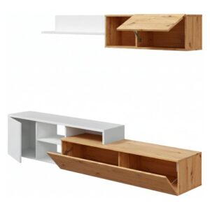 wohnli-moebel-suche-M24005056 Wohnli Möbelsuche - Dmora Wohnwand Miami 220x40x44h cm Braun Eiche Knoten Modular 7 Regale