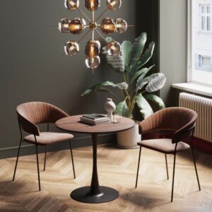 wohnli-moebel-suche-M24005925-1 Runder Esstisch für 3 Personen aus Holz und Stahl in Schwarz D80cm 80x74x80cm Spanplatte Braun Kare Design Möbel Esszimmermöbel Esstische