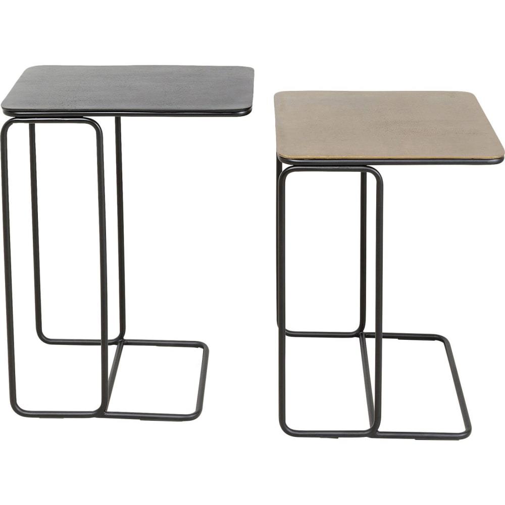 Wohnli Möbelsuche - 2er Set Beistelltische aus Metall in Messing und Bronze