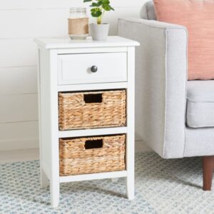 wohnli-moebel-suche-M24009432-1 Aufbewahrungstisch aus Kiefernholz in Weiß 38x66x30cm Holz Beige Safavieh Möbel Wohnzimmermöbel Aufbewahrungsmöbel