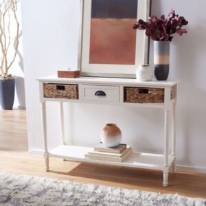 wohnli-moebel-suche-M24009436-1 Konsolentisch aus kiefernholz weiß 113x80x34cm Holz Beige Safavieh Möbel Wohnzimmermöbel Konsolentische