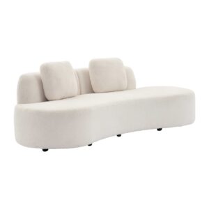 Wohnli Möbelsuche - 3-Sitzer Sofa mit organischer Form und cremefarbenem Bouclé-Bezug