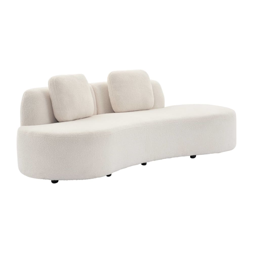 Wohnli Möbelsuche - 3-Sitzer Sofa mit organischer Form und cremefarbenem Bouclé-Bezug