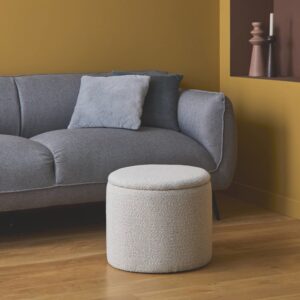 wohnli-moebel-suche-M24010191-1 Weißer Hocker mit Stoffbezug und Aufbewahrung 45x38x45cm Stoff Weiß sweeek Sofas und Sessel Sessel, Poufs und Fußbänke Sitzsäcke