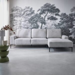 3-Sitzer-Sofa hellgrau und Recamiere rechts 134x84x260cm Stoff Grau sweeek Sofas und Sessel Sofas Ecksofas