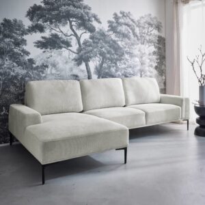 3-Sitzer-Sofa cremeweiß und Recamiere links 134x84x260cm Stoff Beige sweeek Sofas und Sessel Sofas Ecksofas